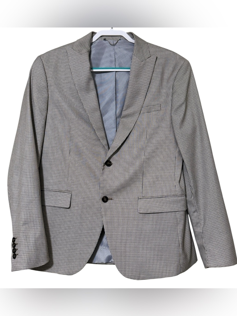 ZARA men’s size 44 suit jacket blazer two button front tan pattern
